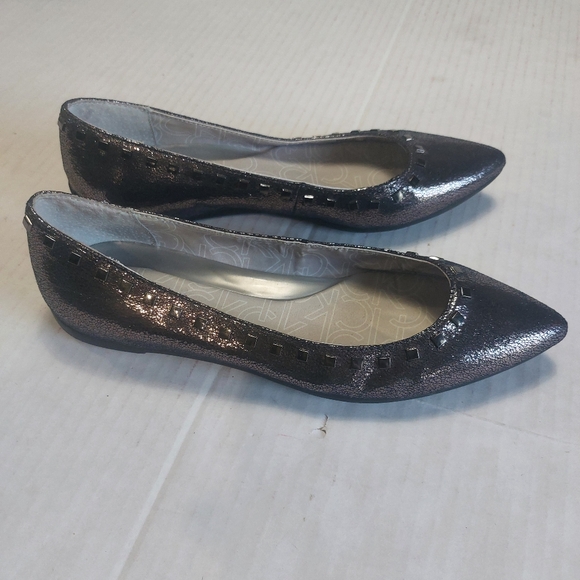 Calvin Klein Blossom Metallic Black Silver Slip-on Flats Size 8.5M - Picture 9 of 13